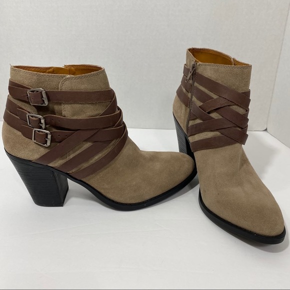 Lucky Brand Elwood Strappy Ankle Boot Brown Size 10 - Picture 1 of 14